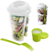 Dependable Industries 2 Pack Fresh Salad to Go Container Set with Fork and Dressing Holder