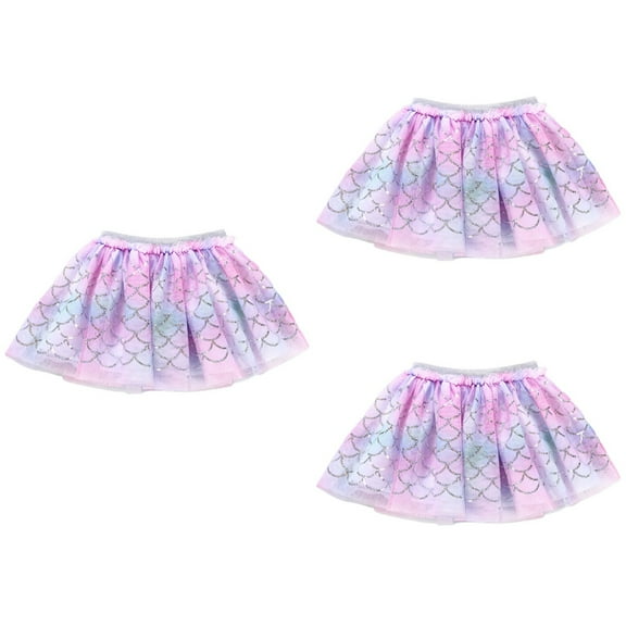 Masteelf 3-Piece Little Girls Pettiskirt Set Mermaid Style Gauze Short Skirts Cute Dress Up