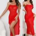 thumbnail image 4 of Naittoop Women's Mesh Chemise Nightgown Long Ruffle Sheer Bridal Lingerie Side Split Sexy Sleepwear Nightwear, 4 of 5