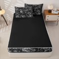thumbnail image 4 of Metsweet Gothic Dragon Zipper Twin Comforter Sets with Fitted Sheet and 2 Pillowcases, Exotic Style Rose Moon Zipper Bedding Set, Black White,4-Piece,Black Reversible, 4 of 6
