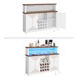 thumbnail image 3 of ModFusion Bar Cabinet with LED Light, Power Outlets, Anti-Tip, Steamware Rack, Adjustable Shelves for Wine, Home Storage, White, 3 of 9