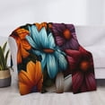 thumbnail image 3 of Fuzoiu Colorful Blooming Flowers Print Flannel Blanket,Throw Blanket,Flannel Home Decor,Fleece Bed Blankets,Cozy Soft Blanket for Bed, Sofa, Camping, and Travel-80"x60", 3 of 6