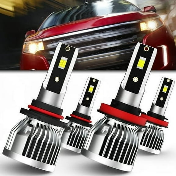 QIPEIZSP Fit for For Ford Edge 2015-2023 LED Headlight Bulbs for 9005 H10 HB3 High Beam & H11 H8 H9 Low Beam , 6000K White, Pack of 4