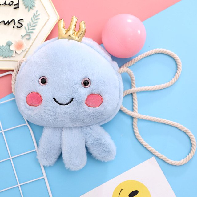 fresh messenger bag jellyfish bag ocean doll cartoon cute mobile phone coin purse plush bag girl heqiyong LED