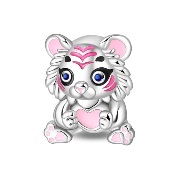 KUNSIR 925 Sterling Silver Charm White Tiger Beads For Bracelet DIY Jewelry Gift
