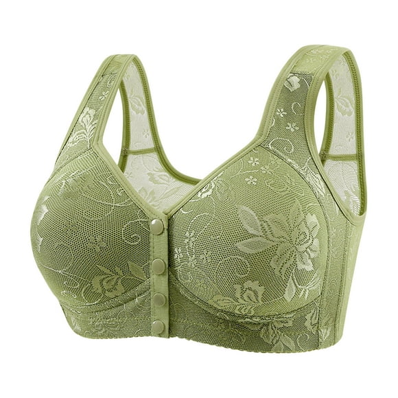 Kyusrd Front open bras for Women solid color front button non-underwire seamless bra Plus size large cup underwear women's everyday bra