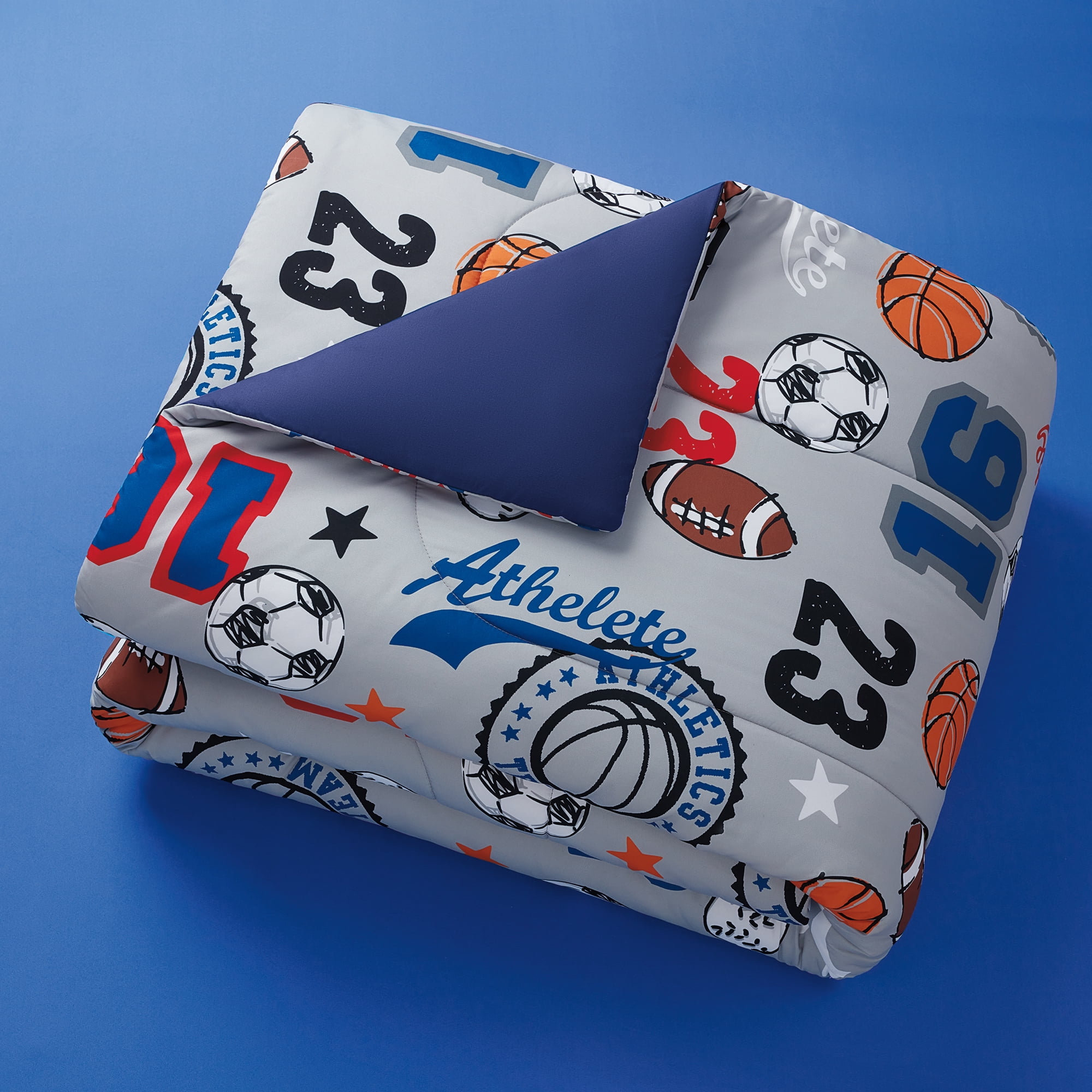 Your Zone 7 Piece Blue Sports Polyester Bedding Set for Boys, Full