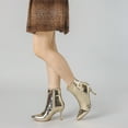 thumbnail image 6 of Unique Bargains Mirror Leather Pointy Toe Zipper Stiletto Heels Ankle Boots for Women Gold 8, 6 of 6