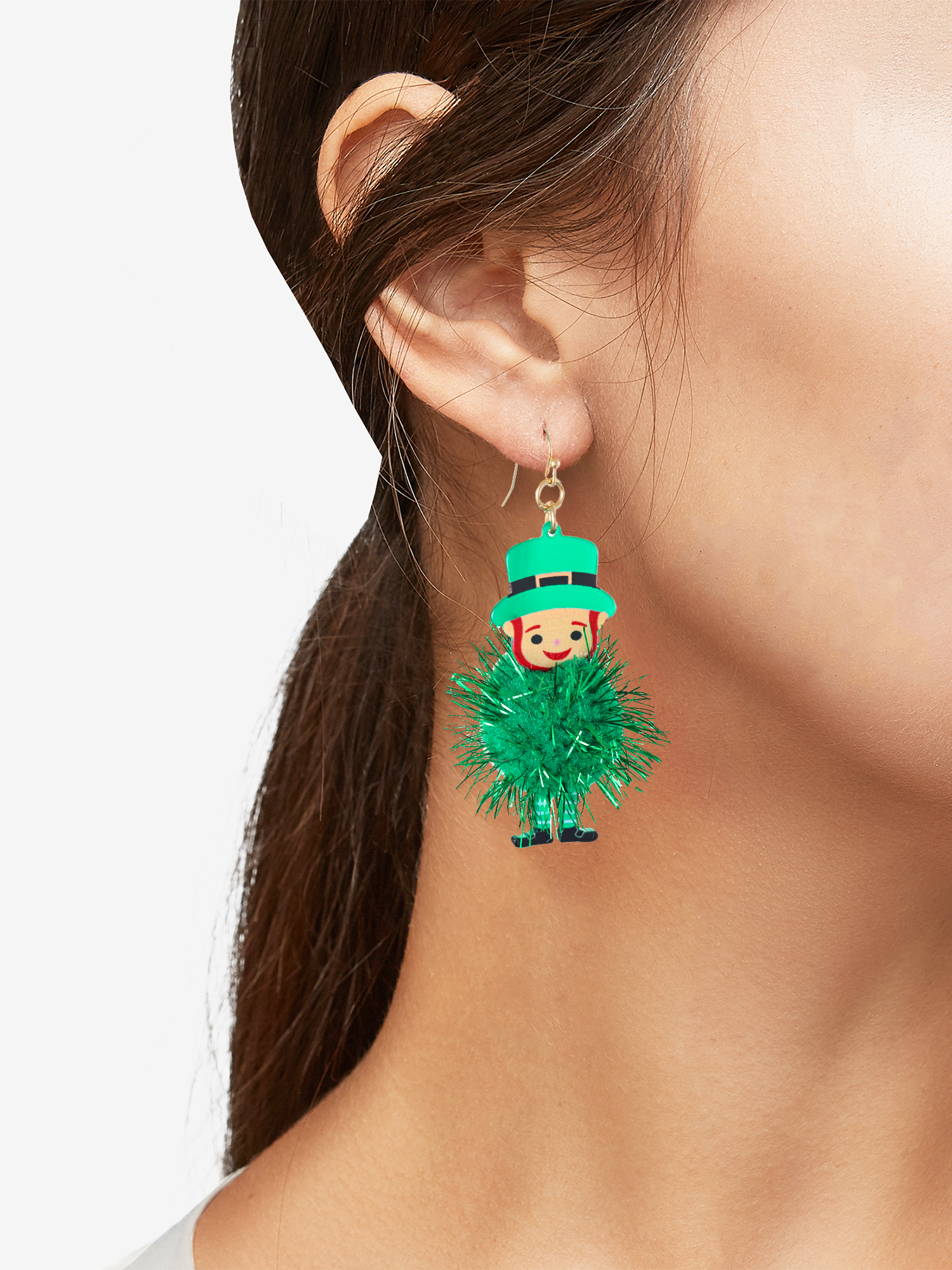 Way to Celebrate St. Patrick's Day Leprechaun Pom Earrings, 1 Pair