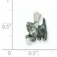 thumbnail image 2 of Beautiful Silver Enamel Grey & White Cat Pendant playing with Ball, 2 of 2