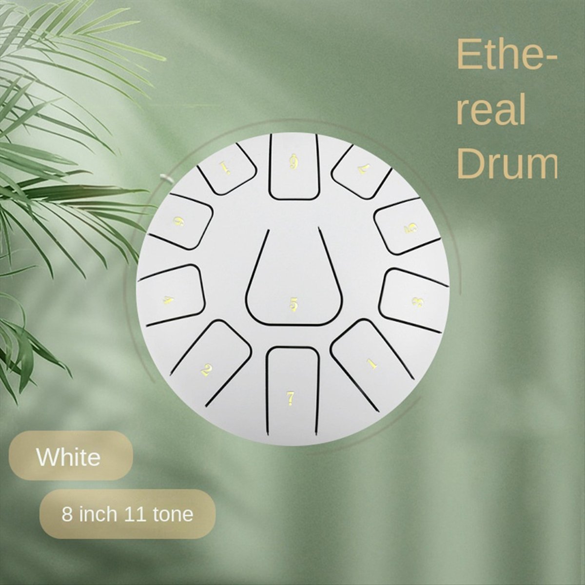 8 Inch Steel Tongue Drum, 11 Note Tambourine with Drumsticks and Finger Picks for Meditations Tambourine Instrument H