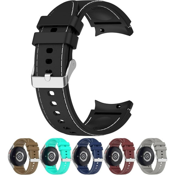 KOMI for Galaxy Watch 6 Classic Silicone Band - Replacement Silicone Wrist Watch Band Strap For Samsung Galaxy Watch 6/6 Classic / 5 Pro 45mm/5(Silicone Black   White)