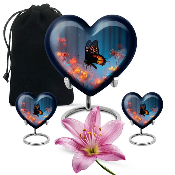SABURIAL Butterfly Urn - Little Burial Urn For Ashes Adult Male & Female - Keepsake Cremation Urns - Memorial Urns - Combo Of 8 Inch & 3 Inch
