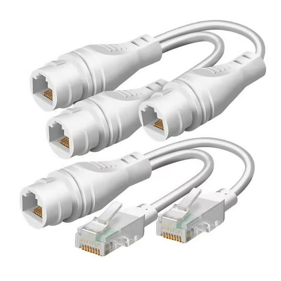 2* RJ45 Ethernet Splitter Connectors Waterproof 2 Way Ethernet Splitter Poe Switch Connector Cable Cord for Cat5/Cat6