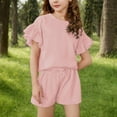 thumbnail image 2 of snilers Girls Summer Outfits 2 Piece Clothes Cute Ruffle Sleeve T Shirt and Shorts Athletic Short Sets Loose Fitted Clothing Sets 4-15 Years, 2 of 8