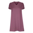 thumbnail image 3 of 2024 Womens Summer Short Sleeve Dresses Casual Loose Crewneck Dress Swing Comfy Beach Sundress with Pockets Pink,S, 3 of 5