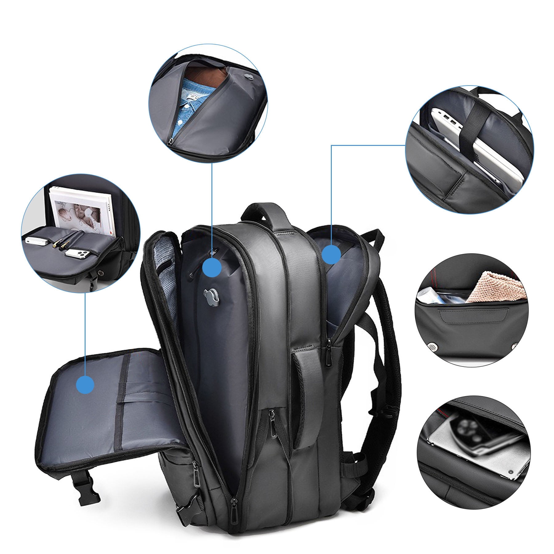 Kahopy Vacuum Backpack for Travel, 60L Expandable Compression Bag with Electric Vacuum Pump, Water Resistant and Anti Theft(Gery-3)