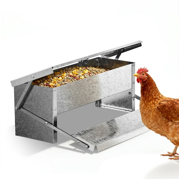 Ktaxon Rodent Proof Poultry Feeder, Automatic Treadle Design with Weatherproof Lid & No-Waste System