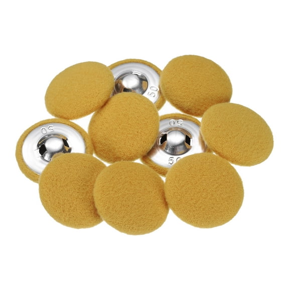 Uxcell 10pcs Fabric Cloth Covered Buttons 1.3" Round Plush Sweaters Button with Aluminum Shank Sewing Button, Yellow