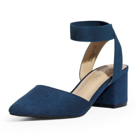 

Dream Pairs NICHOLES Pointed Toe Low Chunky Heels Pump Shoes