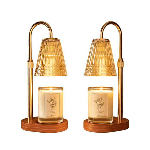 Kovryx Candle Warmer Lamp with Timer & Dimmer, Adjustable Height Electric Glass Warmer for Jar Candles, Includes 2 Bulbs(2 Pack)