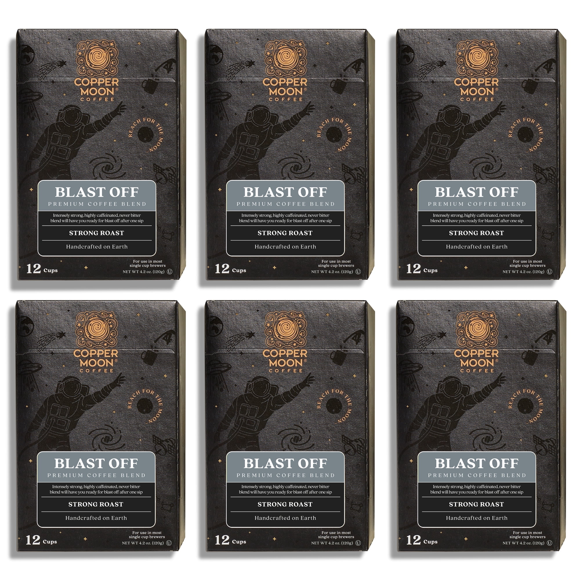 Copper Moon Single Serve Coffee Pods for Keurig K-Cup Brewers, Dark Roast, Blast Off Blend, 72 Count