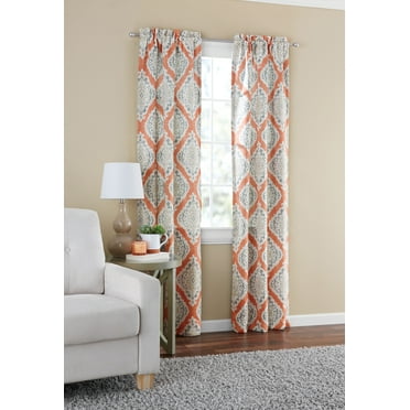 Mainstays Room Darkening Grommet Top Curtain Panel Pair, Set of 2, Ikat Terracotta, 30"W x 84"L