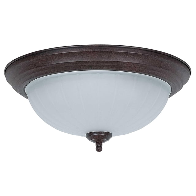 Sunset Lighting F7118-62 Flush Mount with Frosted Melon Glass, Rubbed Bronze Finish