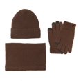 thumbnail image 4 of Conjunto de tres piezas de gorro y bufanda de invierno con forro polar y pantalla táctil para exteriores, resistente al frío, de punto grueso y resistente al frío, 4 of 6