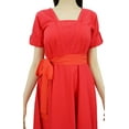 thumbnail image 3 of Bimba Women's Short Sleeve Linen Shift Dress With Belt Casual Dresses, 3 of 8