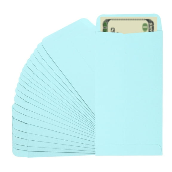 Uxcell Money Envelope, 25 Pcs 6.5" x 3.5" Cash Holder for Checks Coins, Light Blue