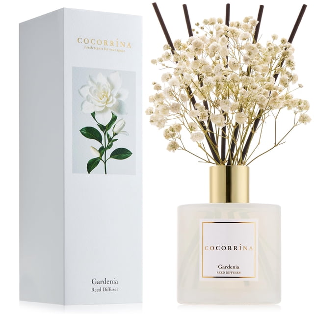 Difusor de varillas COCORR?NA - Gardenia, 180 ml, con varillas y aroma de aliento de bebé preservado, ideal para decorar el hogar, el baño y los estantes.
