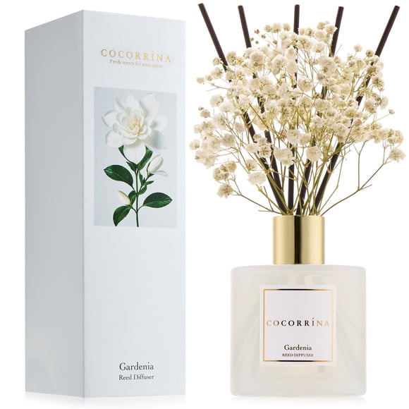 Difusor de varillas COCORR?NA - Gardenia, 180 ml, con varillas y aroma de aliento de bebé preservado, ideal para decorar el hogar, el baño y los estantes.