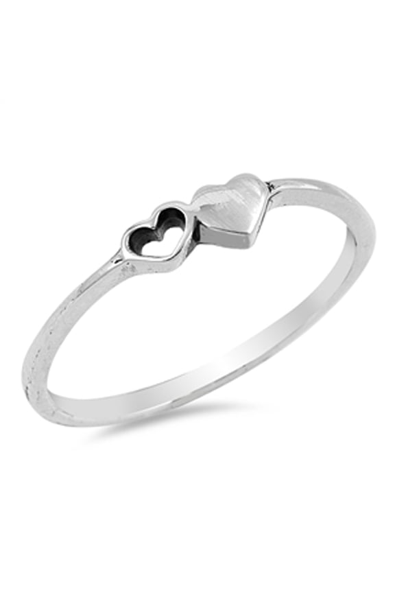 Cutout Heart Purity Promise Dainty Ring .925 Sterling Silver Band Jewelry Female Male Unisex Size 9