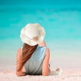 thumbnail image 5 of 56-58cm hat circumference women's summer sun hat travel beach hat sunscreen hat straw hat big brimmed hat and straw bag set - Milky white, 5 of 5