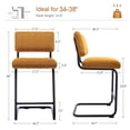 thumbnail image 3 of Zesthouse 24.6" Counter Stools Set of 2, Velvet Tufted Counter Height Chairs with Back and Metal Legs, Mid Century Modern Bar Stools for Kitchen Island, Orange, 3 of 9