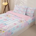 thumbnail image 3 of Manfei Pink Kawaii Flowers Zipper Twin Comforter Sets with Fitted Sheet and 2 Pillowcases,Cute Coquette Bowtie Zipper Bedding Set,Pink Reversible,4pcs, 3 of 7