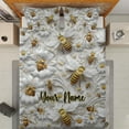 thumbnail image 3 of Lotusprinthandmade Personalized Floral and Bee 3D Quilt Bedding Set (White Binding) 5 Sizes (Made in Vietnam) (55x60), floral bee bedspread, 3 of 5