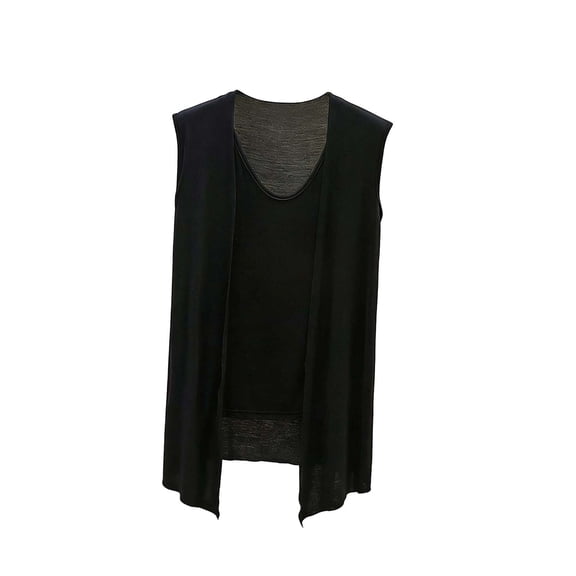Womens Sleeveless Top Flowy Open Front Vest with Attached Tank Top Casual Loose Blouse