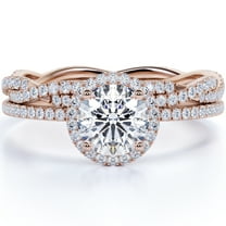 JeenMata Stunning 1.75 Carat Real Moissanite Wedding Ring Set in 18k Gold Over Silver