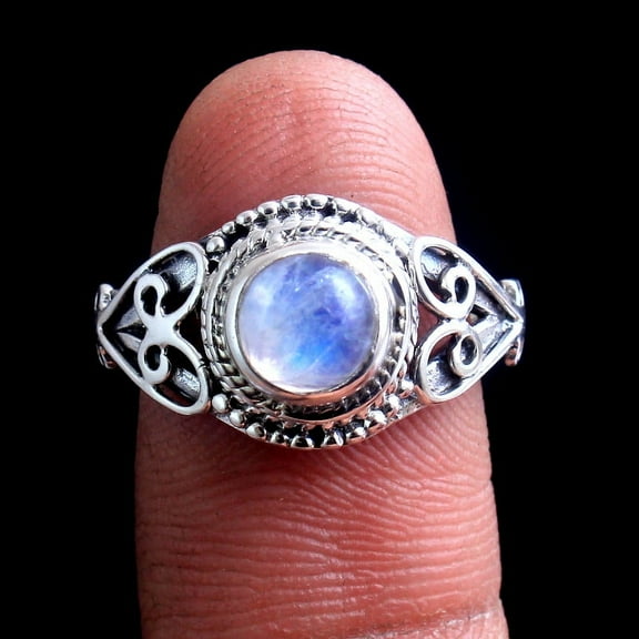 Natural Rainbow Moonstone Handmade Ring100% 925 Sterling Silver Fine Jewelry Solid Women Ring