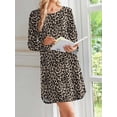 thumbnail image 2 of KISSGAL 2 Pack Nightgowns for Women Long Sleeve Nightshirts Soft Crew Neck Pajamas Dress Sleepwear ,Leopard Printed and Black, S-XXXL, 2 of 6