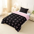 thumbnail image 2 of Erosebridal Ribbon Princess Bowknot Twin Comforter Sets,Kawaii Bow Bedding Set For Girls Teens,Pink Black, Reversible 2 Pieces, 2 of 7