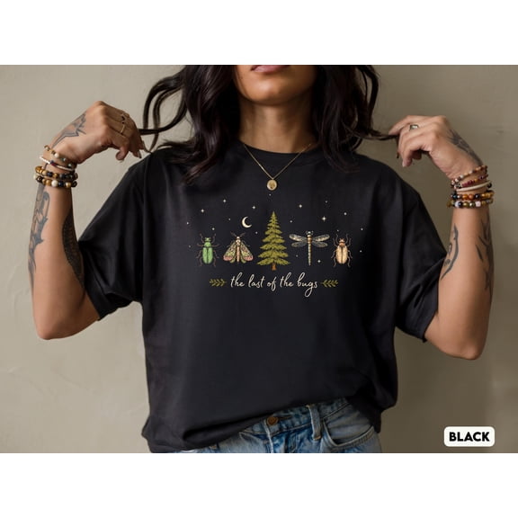 Sad Bug Summer Graphic T-Shirt, The Last of the Bugs Cottagecore Insect and Moon Tee, NK Divide Indie Folk Concert-Inspired Shirt