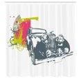 thumbnail image 3 of Ambesonne Vintage Shower Curtain, Retro Pop Classic Car, 69"Wx84"L, Lime Green Slate Blue, 3 of 5