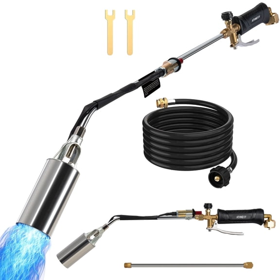 Heavy-Duty Propane Torch, 1,800,000 BTU Weed Burner Torch Kit with Built-in Igniter, 30 inch Flame, 10 ft Hose, Detachable Long Reach Handle