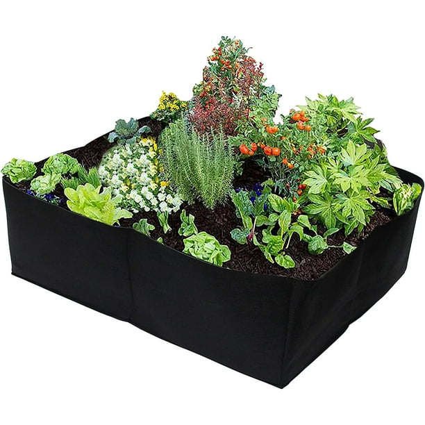Fabric Raised Planting Bed, 4 Grids Durable Fabric Raised Garden Bed