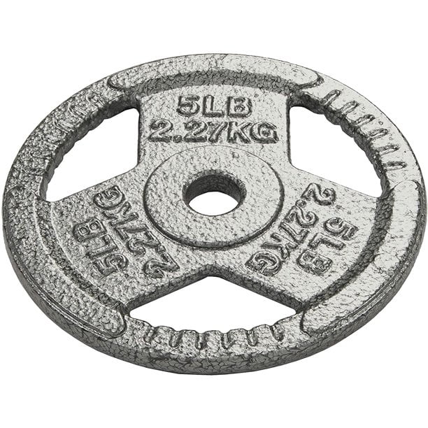 BalanceFrom Strength Training, Weightlifting, CrossFit Tri‑Grip Cast Iron Weight Plates, 5 lb, Set of 2