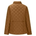thumbnail image 6 of Women Winter Quilted Jacket Long Sleeve Button Down Puffer Barn Bomber Coat Lightweight Warm Outerwear Trendy, 6 of 7