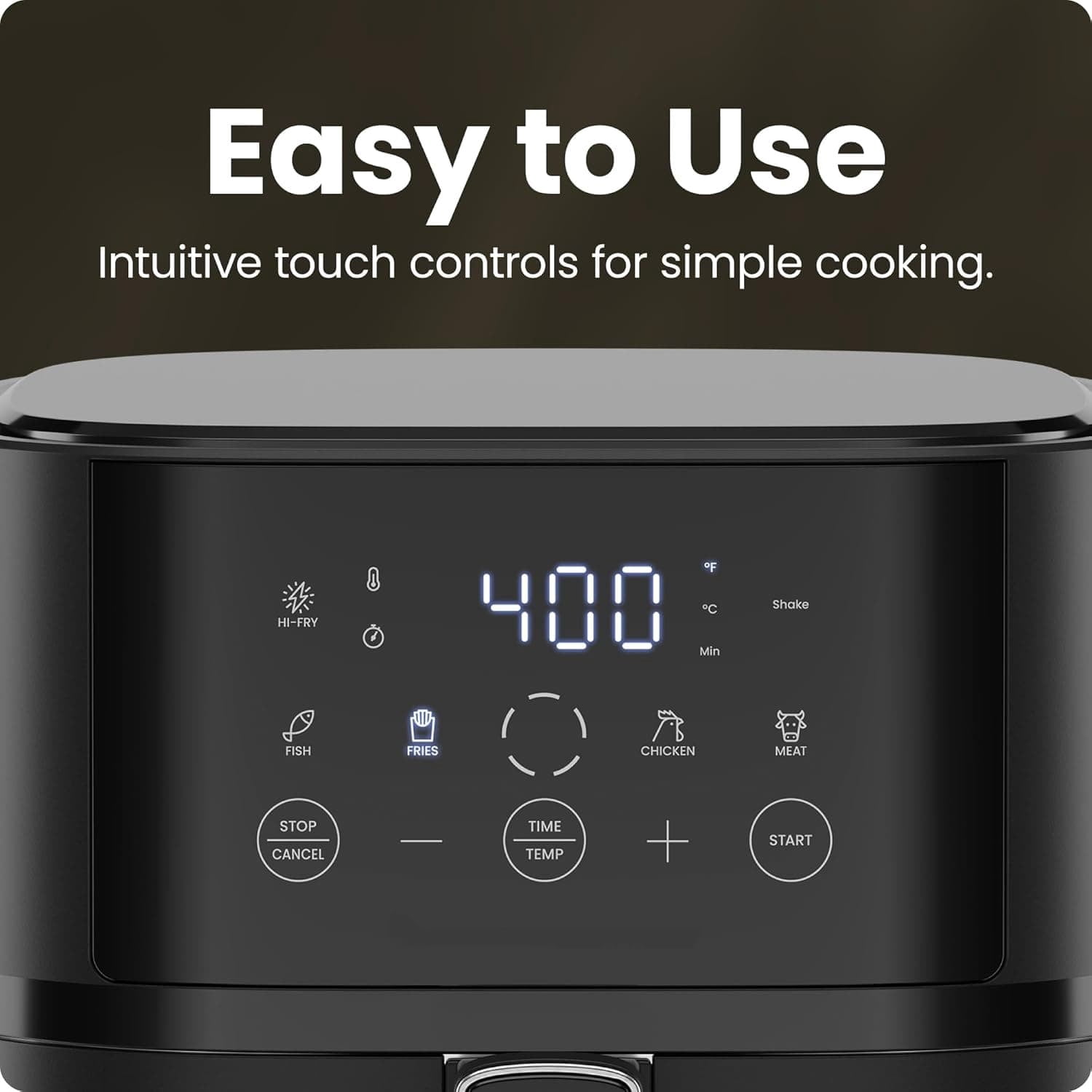 Air Fryer – 4 QT Compact Airfryer for Quick & Easy Meals in Minutes, Features Hi-Fry Technology for Extra Crisp, Touchscreen Controls with 4 Presets, Nonstick & Dishwasher Safe Basket - Black